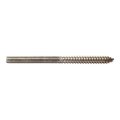 Midwest Fastener Hanger Bolt, 1/4 in Thread to 1/4"-20 Thread, 4 in, 18-8 Stainless Steel, Plain Finish, 6 PK 71122